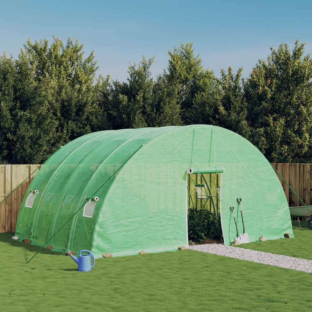 Serra con struttura in acciaio verde 24 m² 6x4x2,85 m