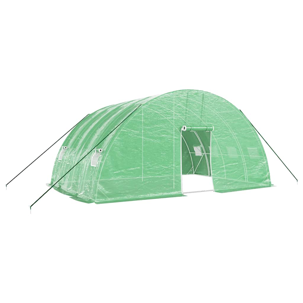 Serra con struttura in acciaio verde 24 m² 6x4x2,85 m
