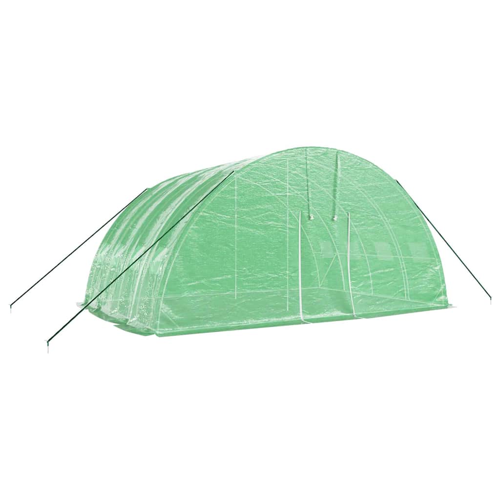 Serra con struttura in acciaio verde 24 m² 6x4x2,85 m