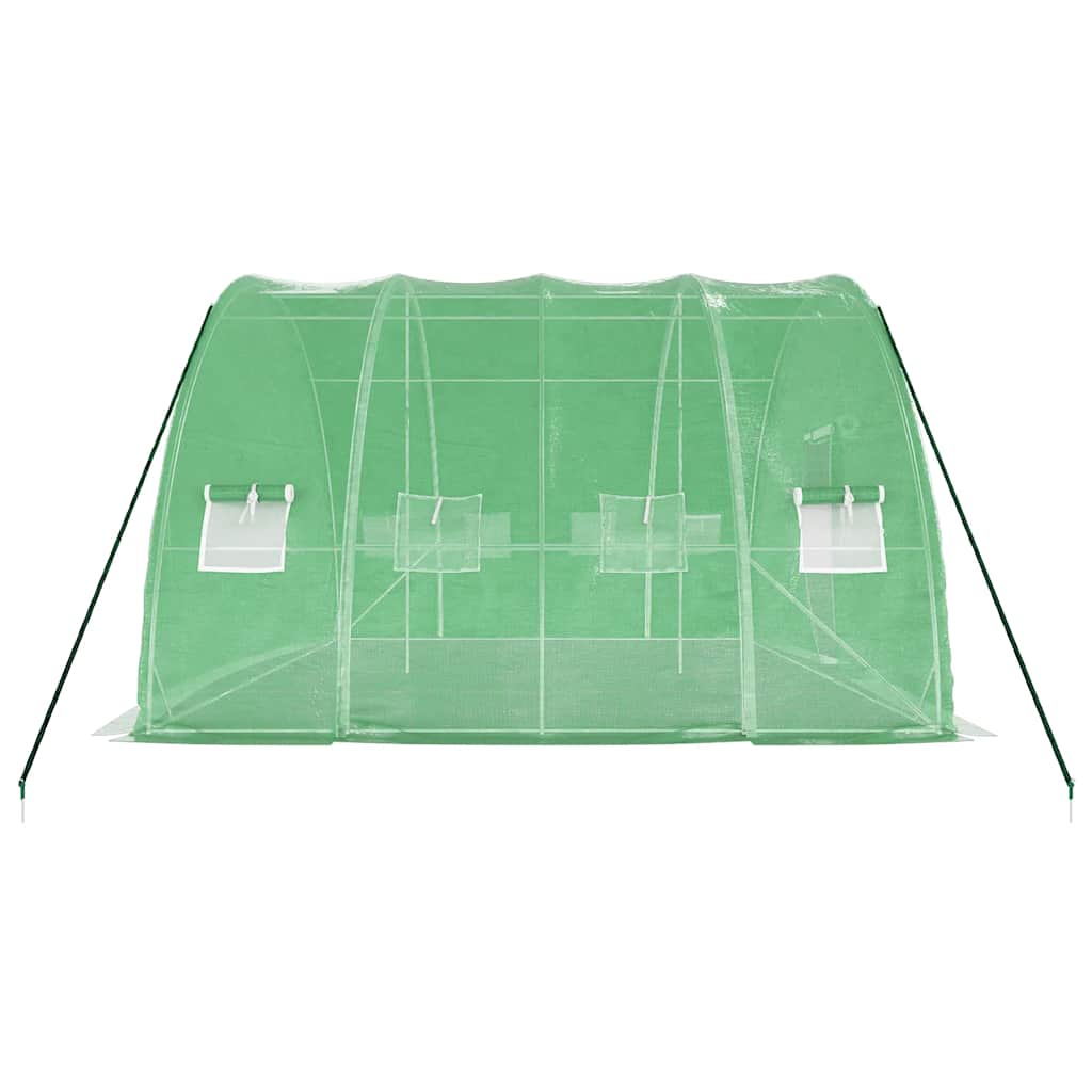 Serra con struttura in acciaio verde 24 m² 6x4x2,85 m