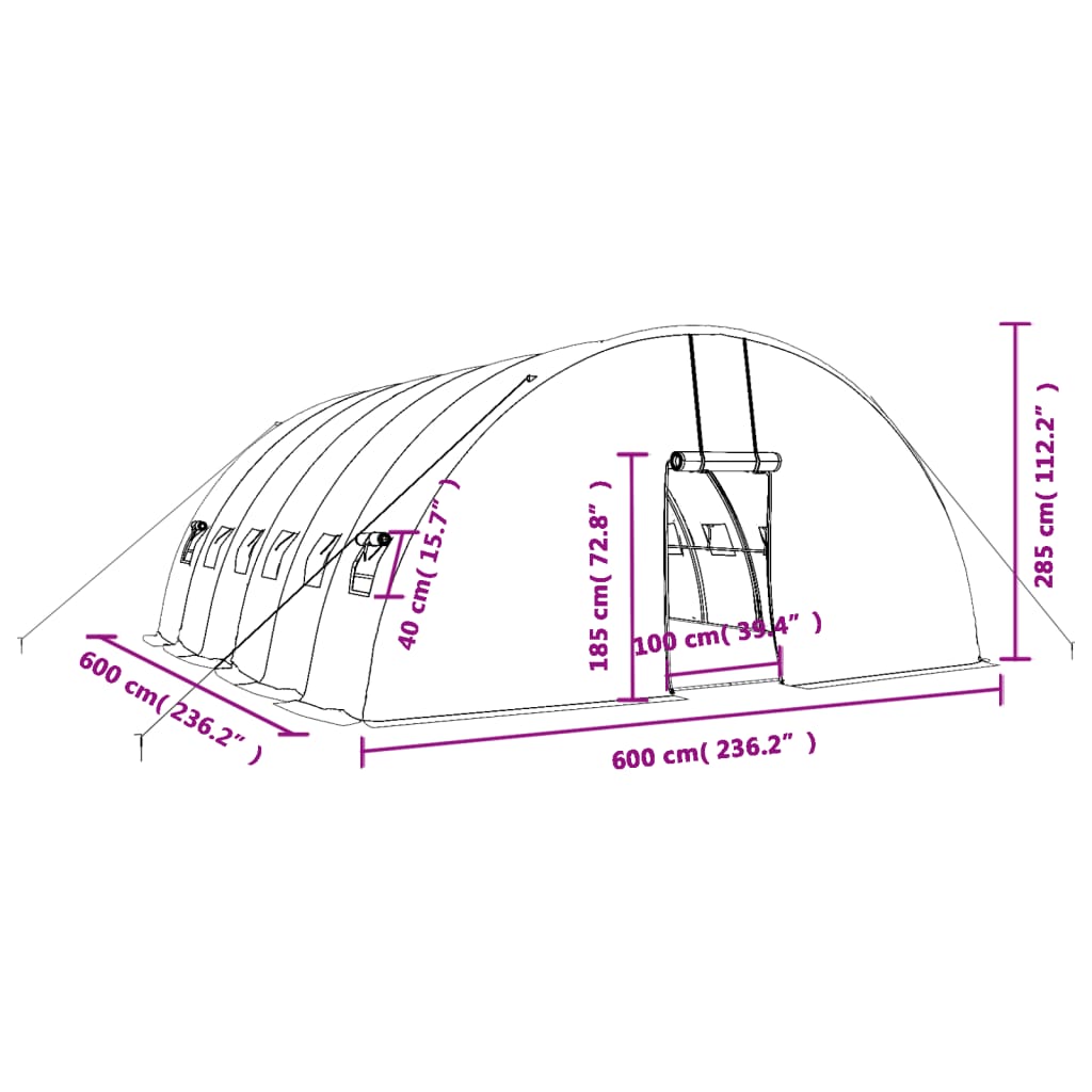 Serra con Telaio in Acciaio Verde 36 m² 6x6x2,85 m
