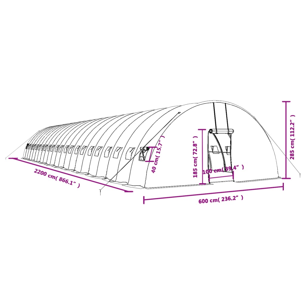 Serra con Telaio in Acciaio Verde 132 m² 22x6x2,85 m