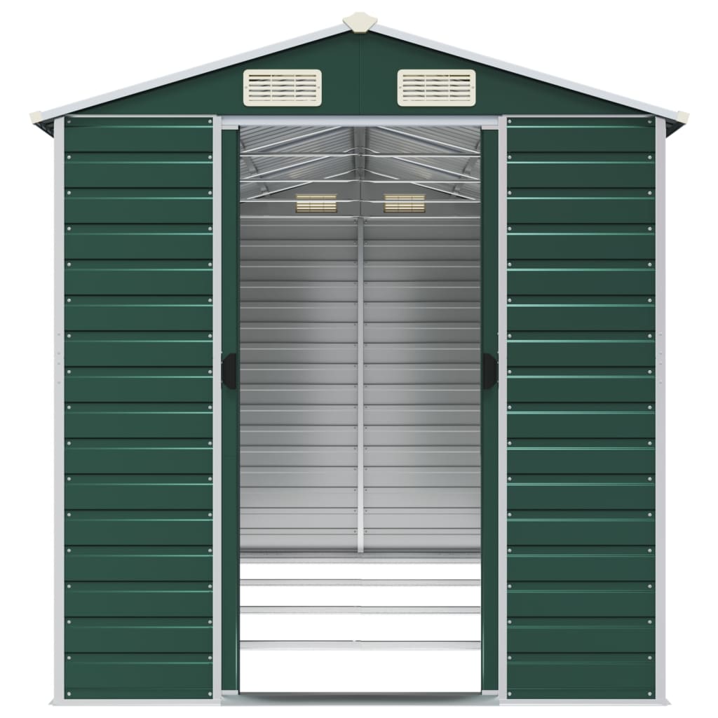 Capanno da Giardino Verde 191x385x198 cm in Acciaio Zincato