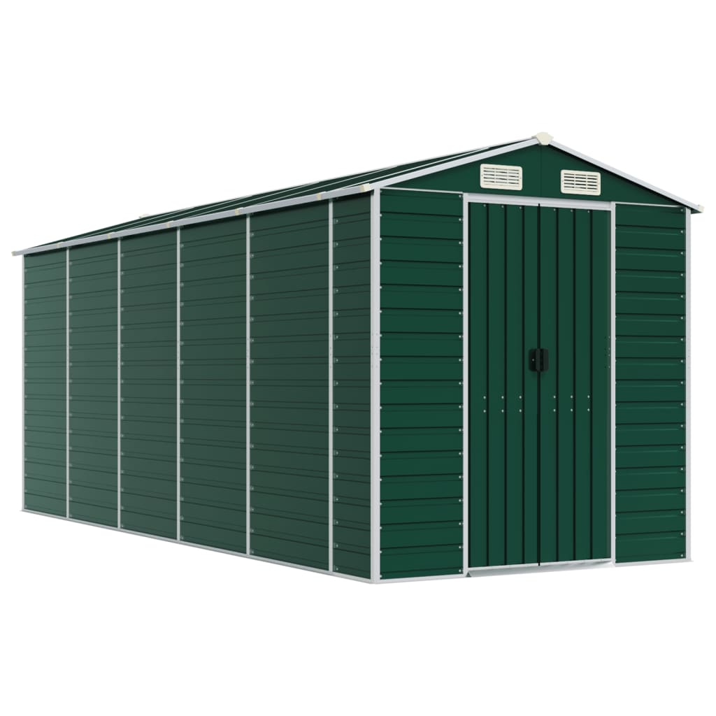 Capanno da Giardino Verde 191x470x198 cm in Acciaio Zincato