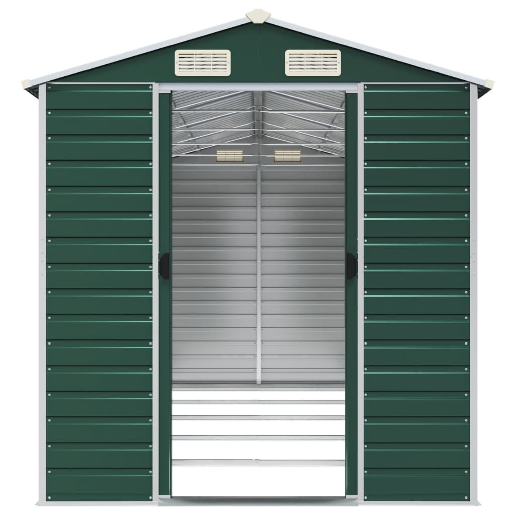 Capanno da Giardino Verde 191x470x198 cm in Acciaio Zincato