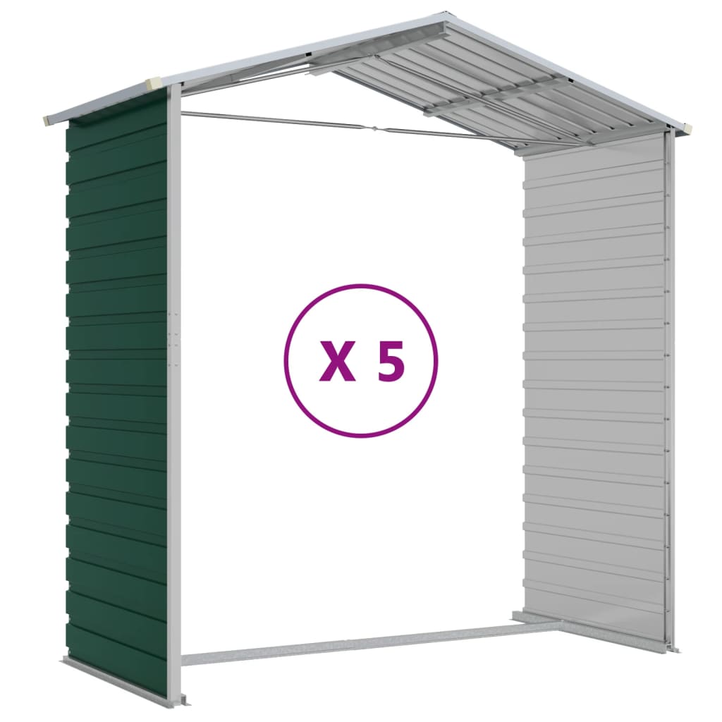 Capanno da Giardino Verde 191x470x198 cm in Acciaio Zincato