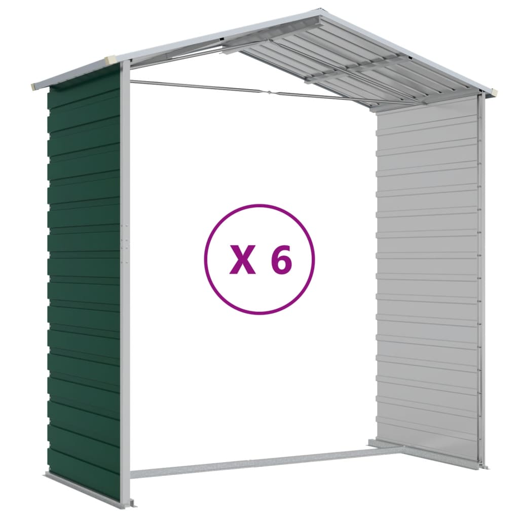 Capanno da Giardino Verde 191x555x198 cm in Acciaio Zincato