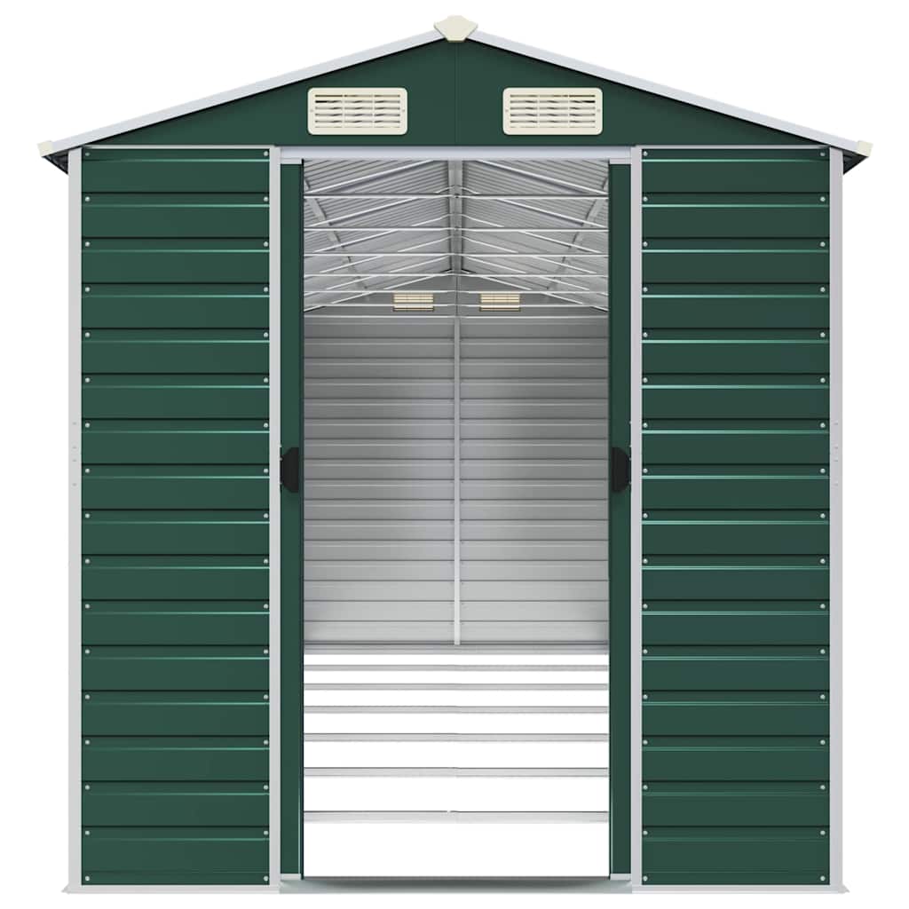 Capanno da Giardino Verde 191x640x198 cm in Acciaio Zincato