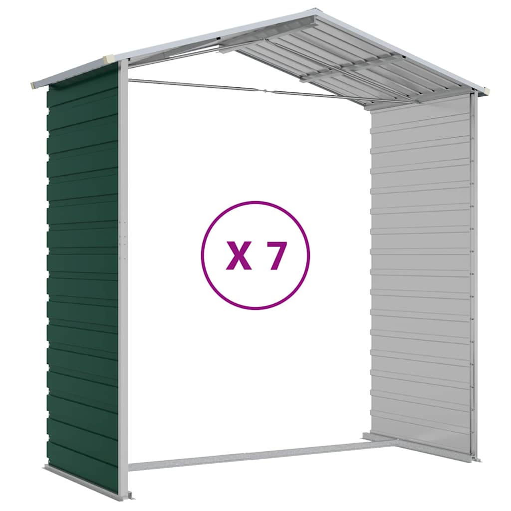 Capanno da Giardino Verde 191x640x198 cm in Acciaio Zincato