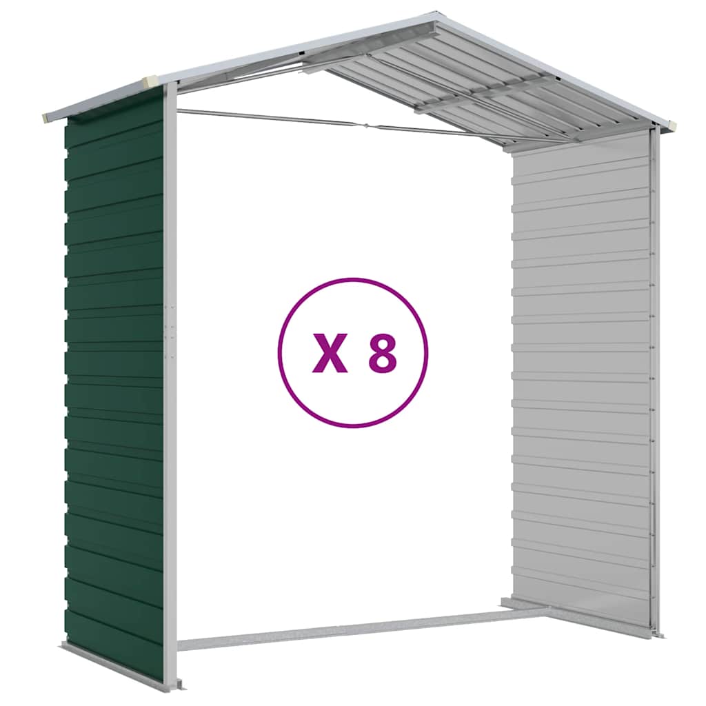 Capanno da Giardino Verde 191x725x198 cm in Acciaio Zincato