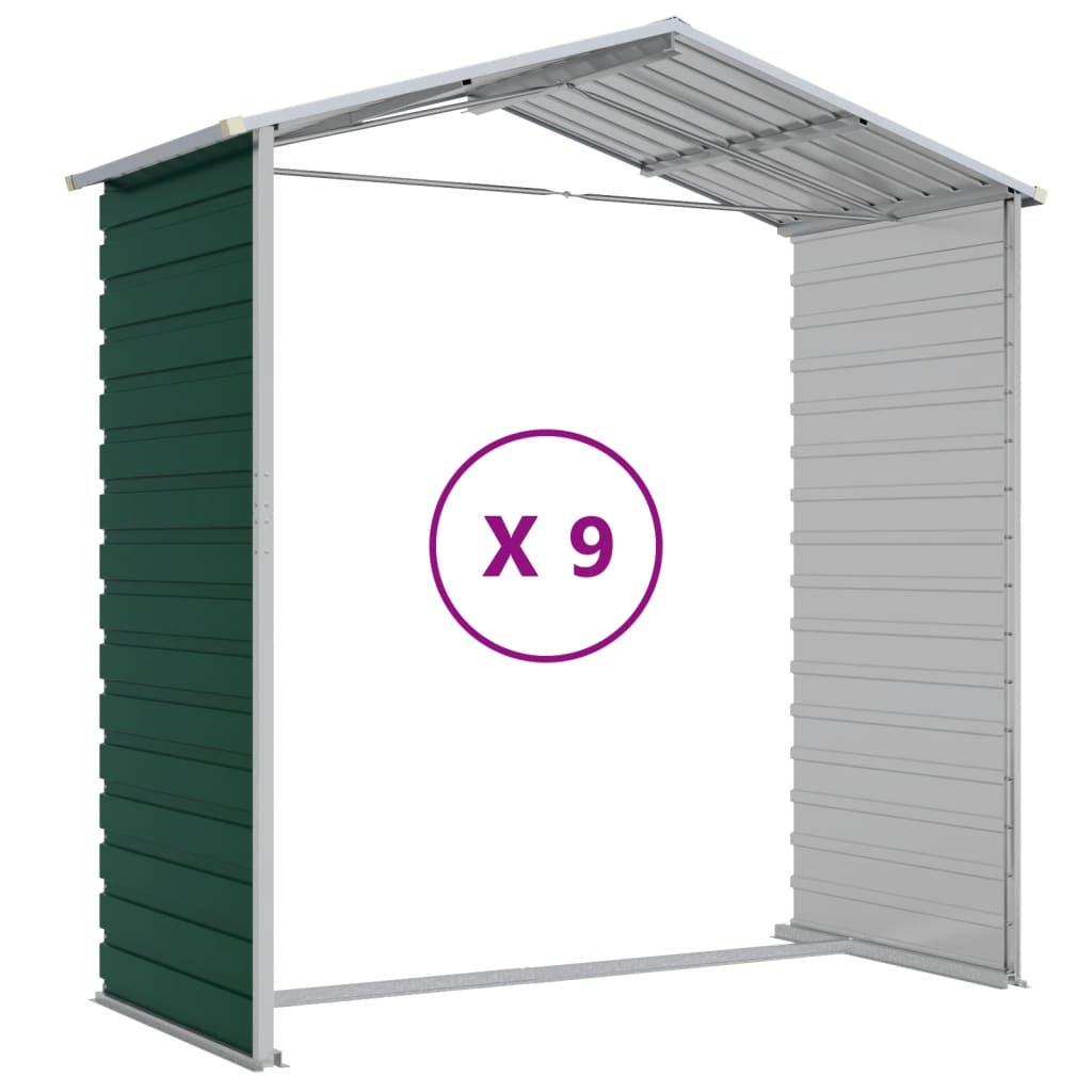 Capanno da Giardino Verde 191x810x198 cm in Acciaio Zincato