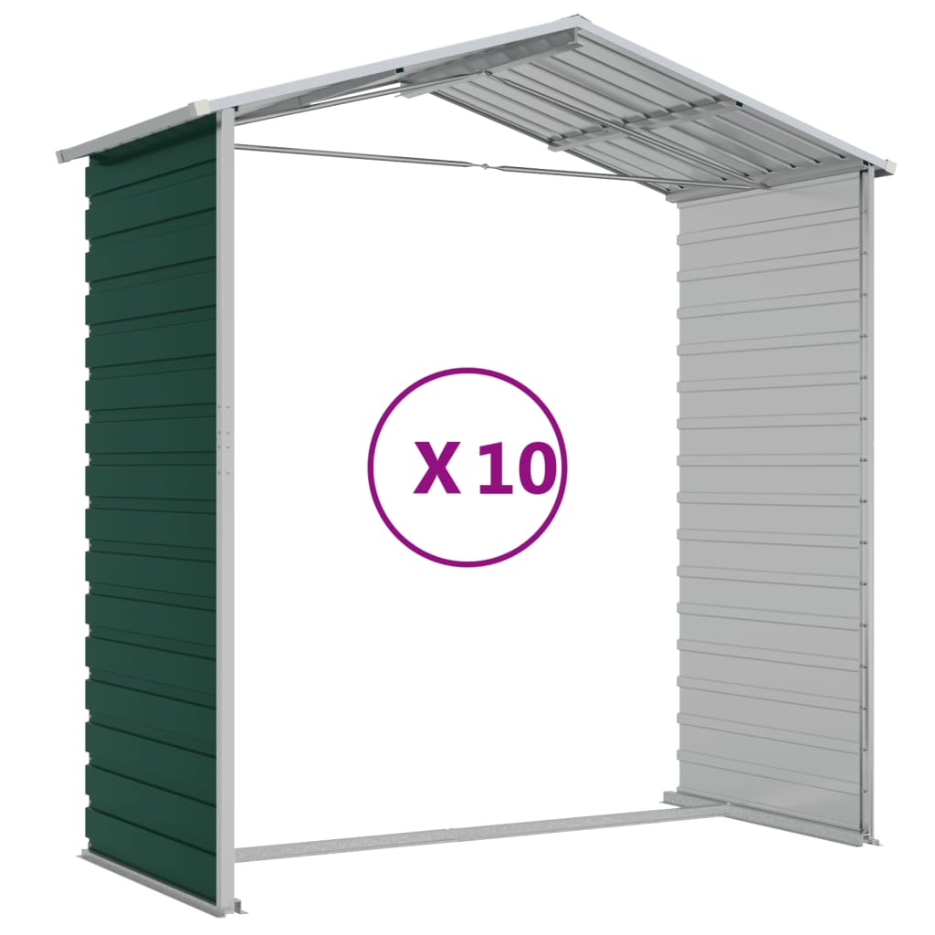 Capanno da Giardino Verde 191x895x198 cm in Acciaio Zincato