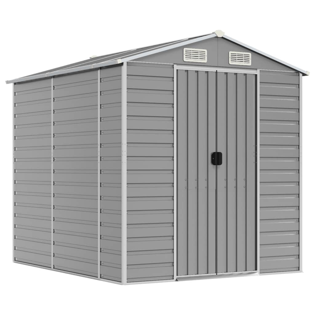 Casetta da giardino grigio chiaro 191x215x198 cm in acciaio zincato