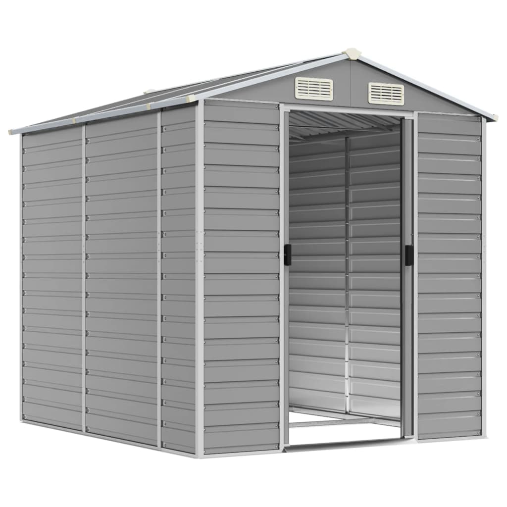 Casetta da giardino grigio chiaro 191x215x198 cm in acciaio zincato