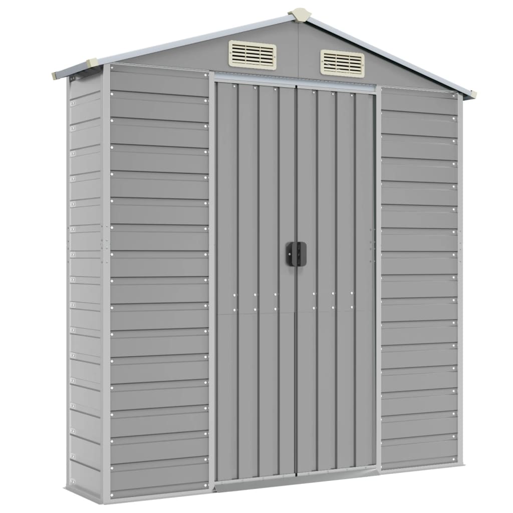 Casetta da giardino grigio chiaro 191x215x198 cm in acciaio zincato
