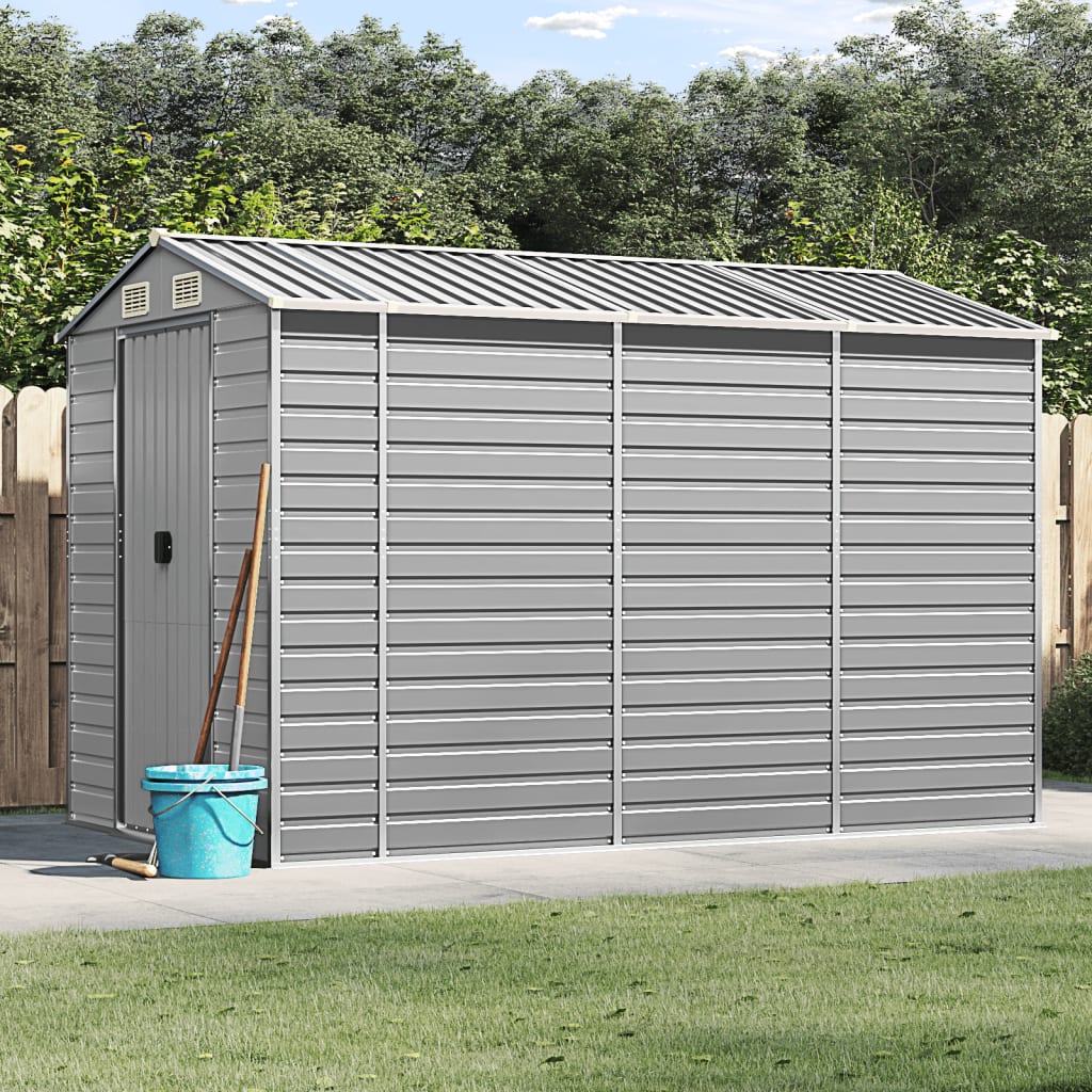 Casetta da giardino grigio chiaro 191x300x198 cm in acciaio zincato