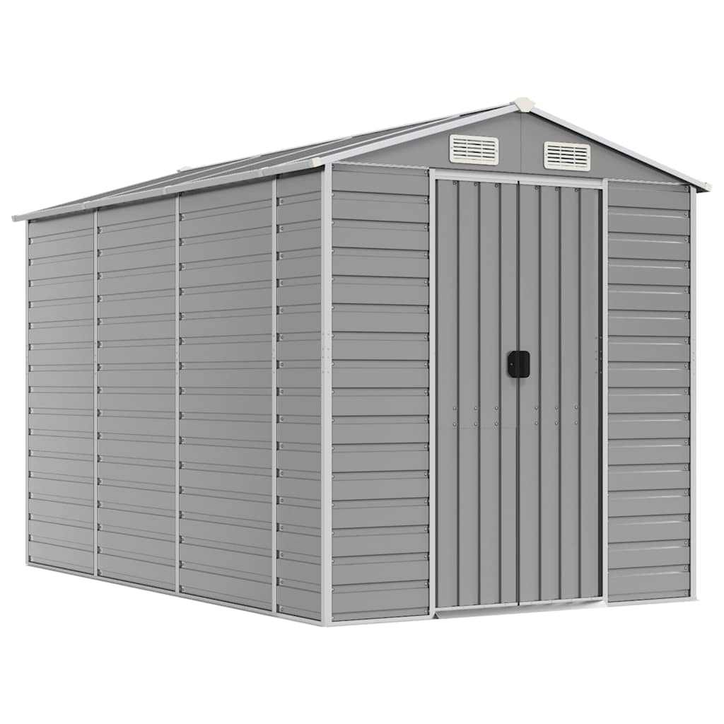 Casetta da giardino grigio chiaro 191x300x198 cm in acciaio zincato