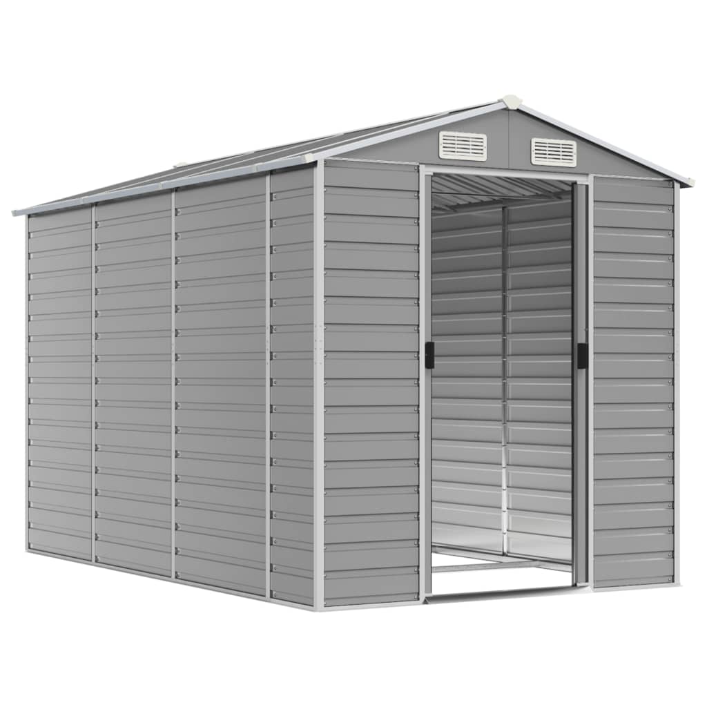 Casetta da giardino grigio chiaro 191x300x198 cm in acciaio zincato
