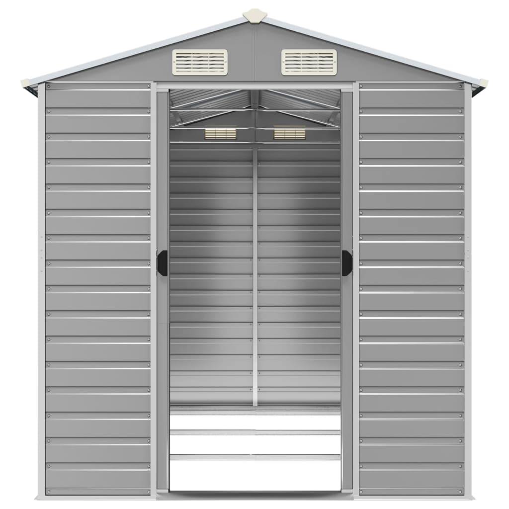 Casetta da giardino grigio chiaro 191x300x198 cm in acciaio zincato