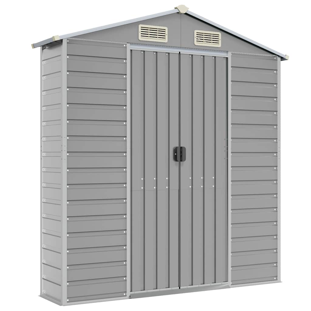 Casetta da giardino grigio chiaro 191x300x198 cm in acciaio zincato