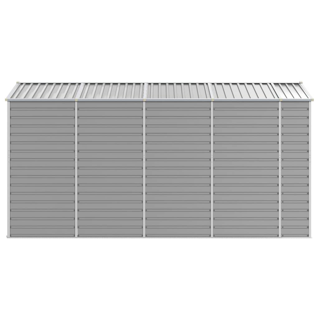 Casetta da giardino grigio chiaro 191x385x198 cm in acciaio zincato