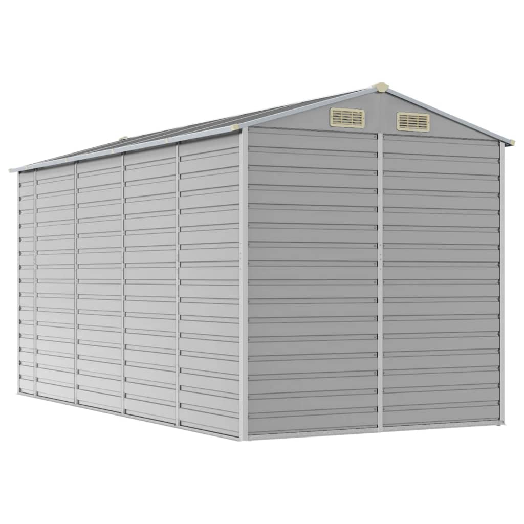 Casetta da giardino grigio chiaro 191x385x198 cm in acciaio zincato