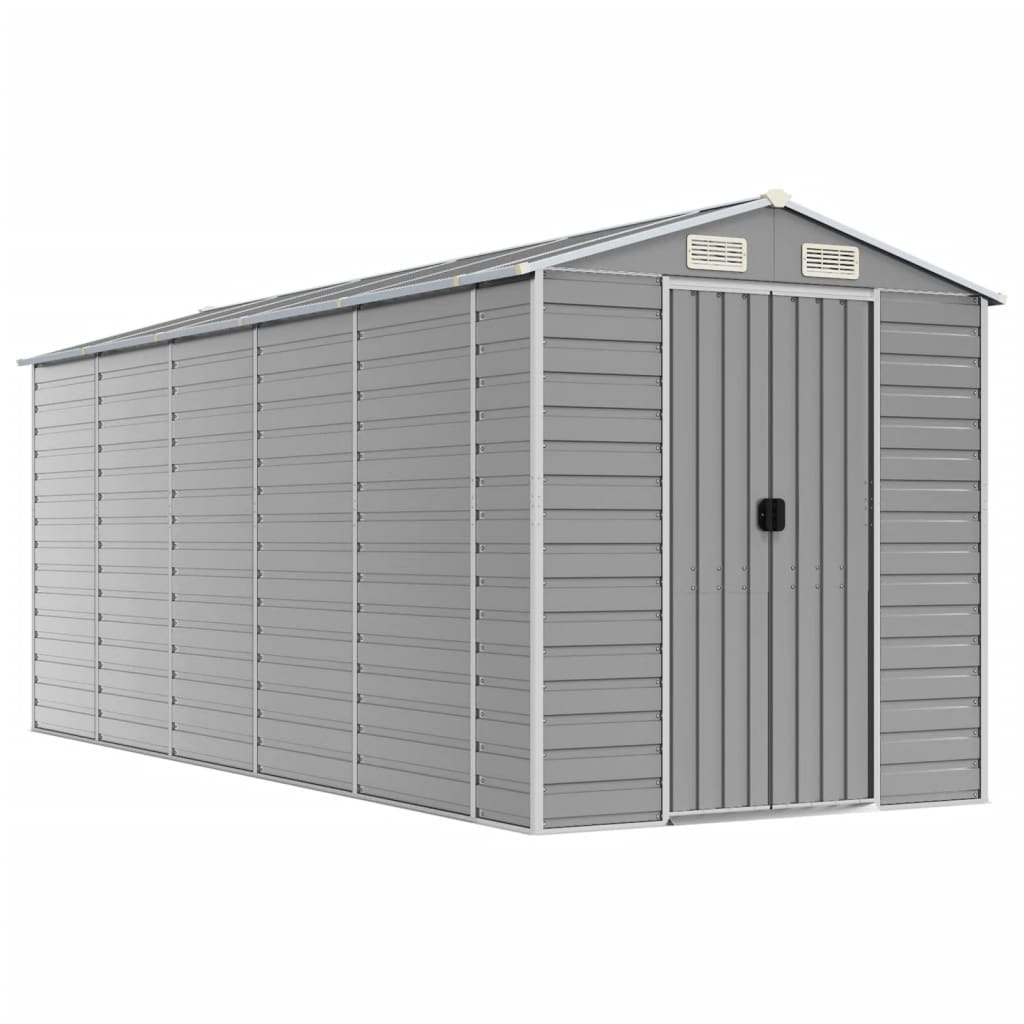 Casetta da giardino grigio chiaro 191x470x198 cm in acciaio zincato