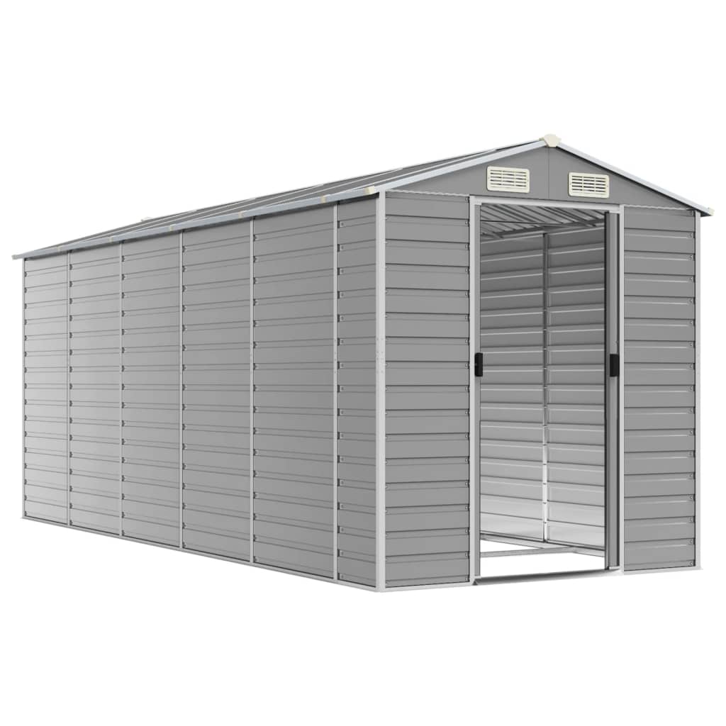 Casetta da giardino grigio chiaro 191x470x198 cm in acciaio zincato