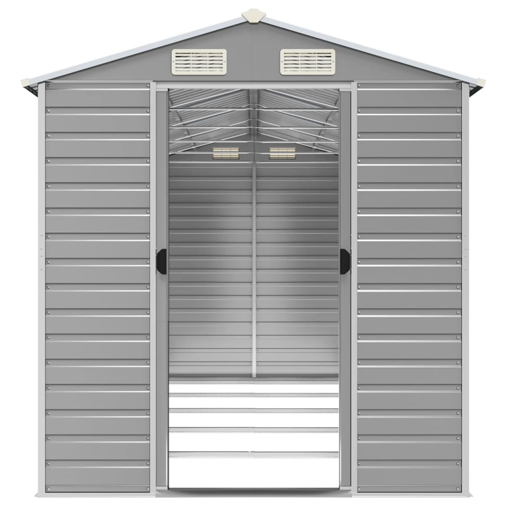 Casetta da giardino grigio chiaro 191x470x198 cm in acciaio zincato