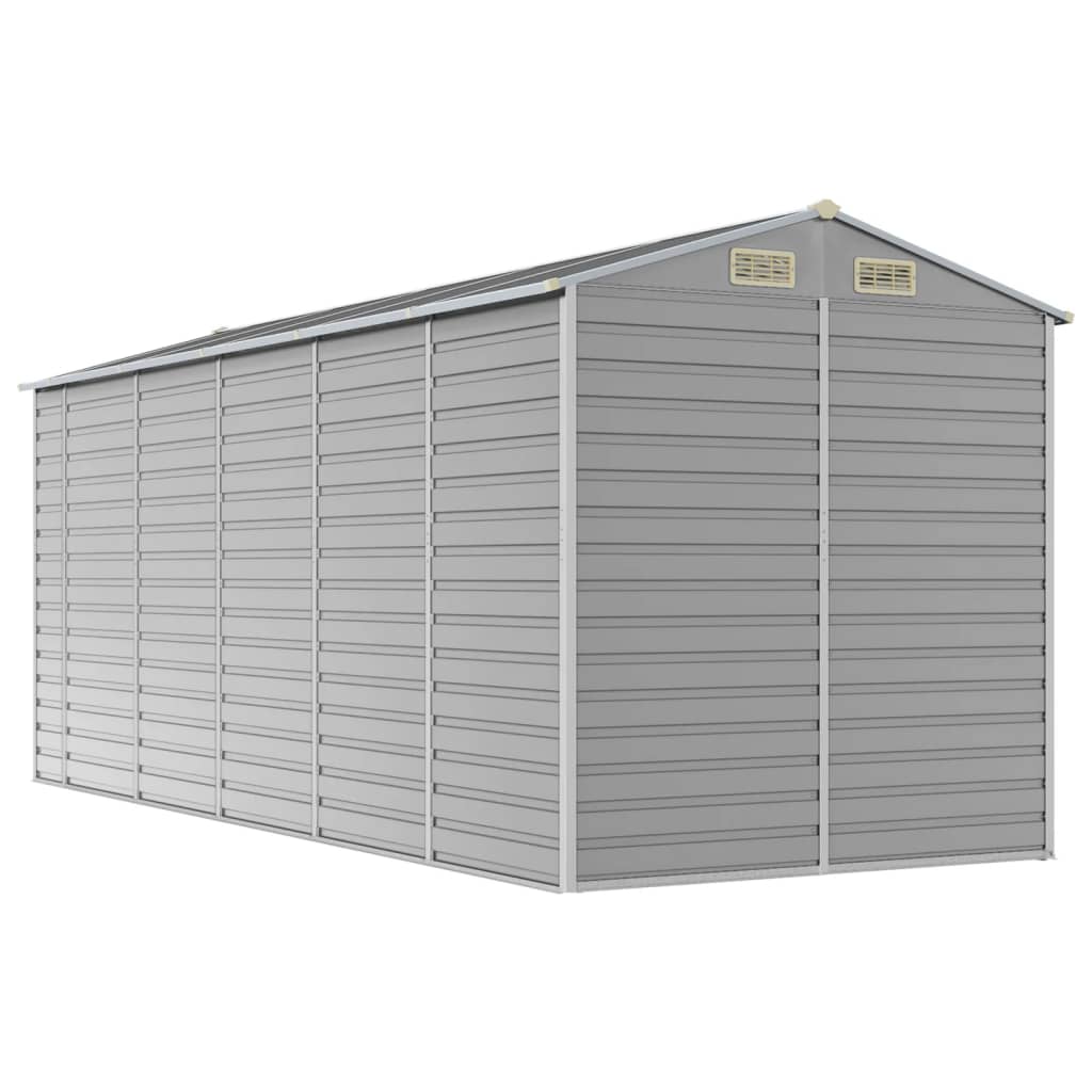 Casetta da giardino grigio chiaro 191x470x198 cm in acciaio zincato