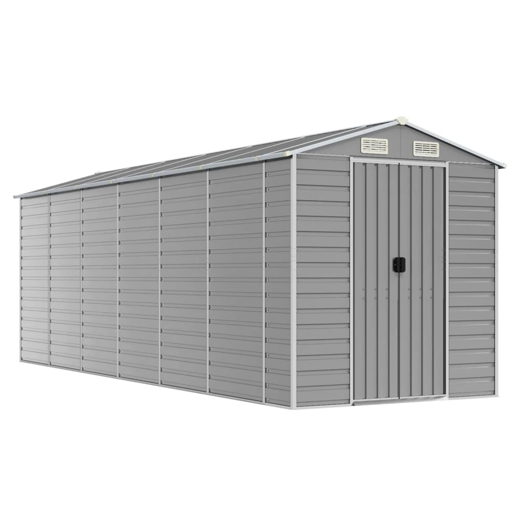 Casetta da giardino grigio chiaro 191x555x198 cm in acciaio zincato