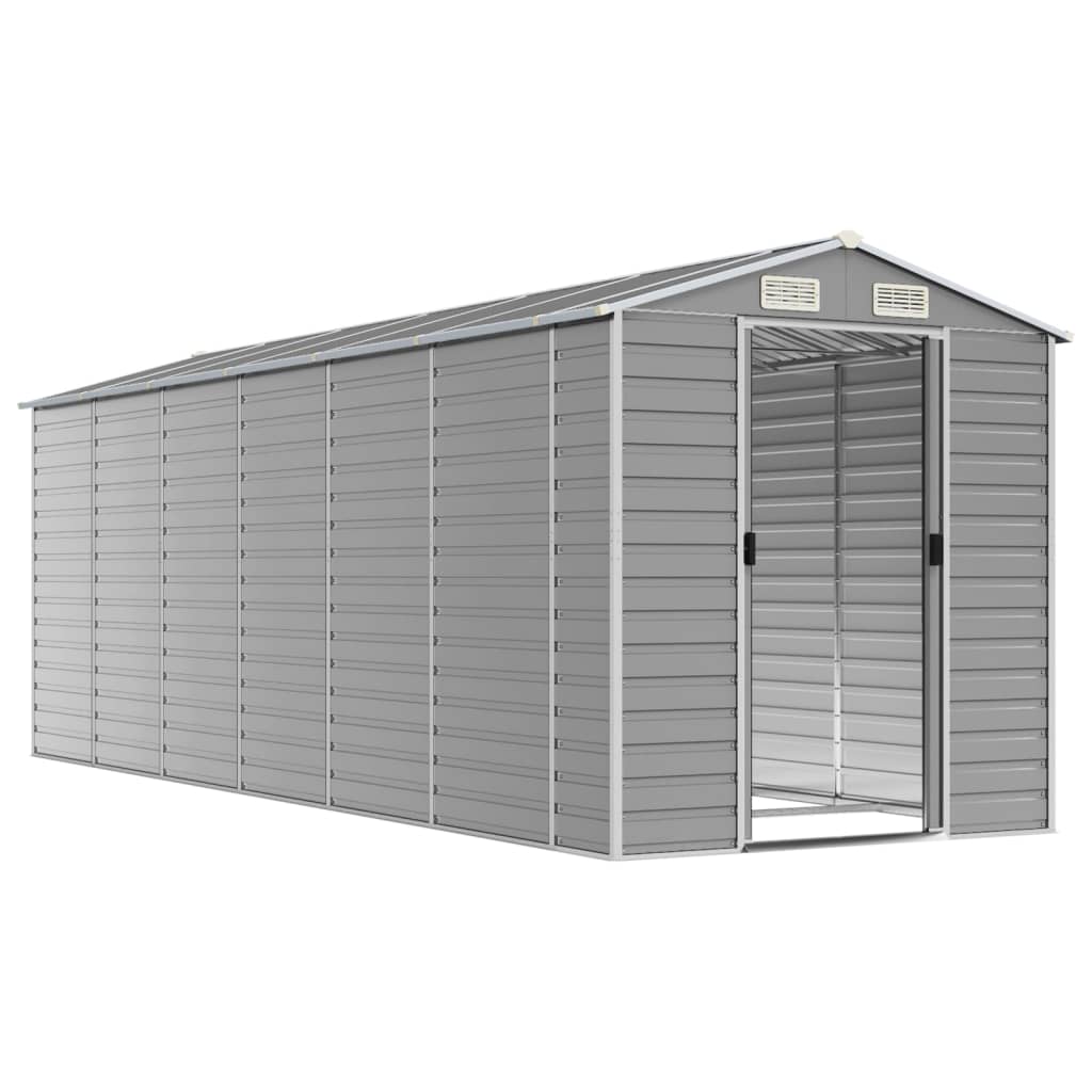 Casetta da giardino grigio chiaro 191x555x198 cm in acciaio zincato