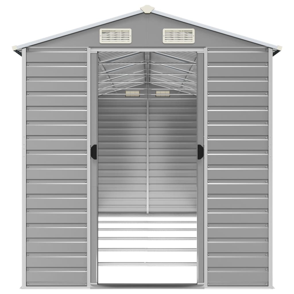Casetta da giardino grigio chiaro 191x555x198 cm in acciaio zincato