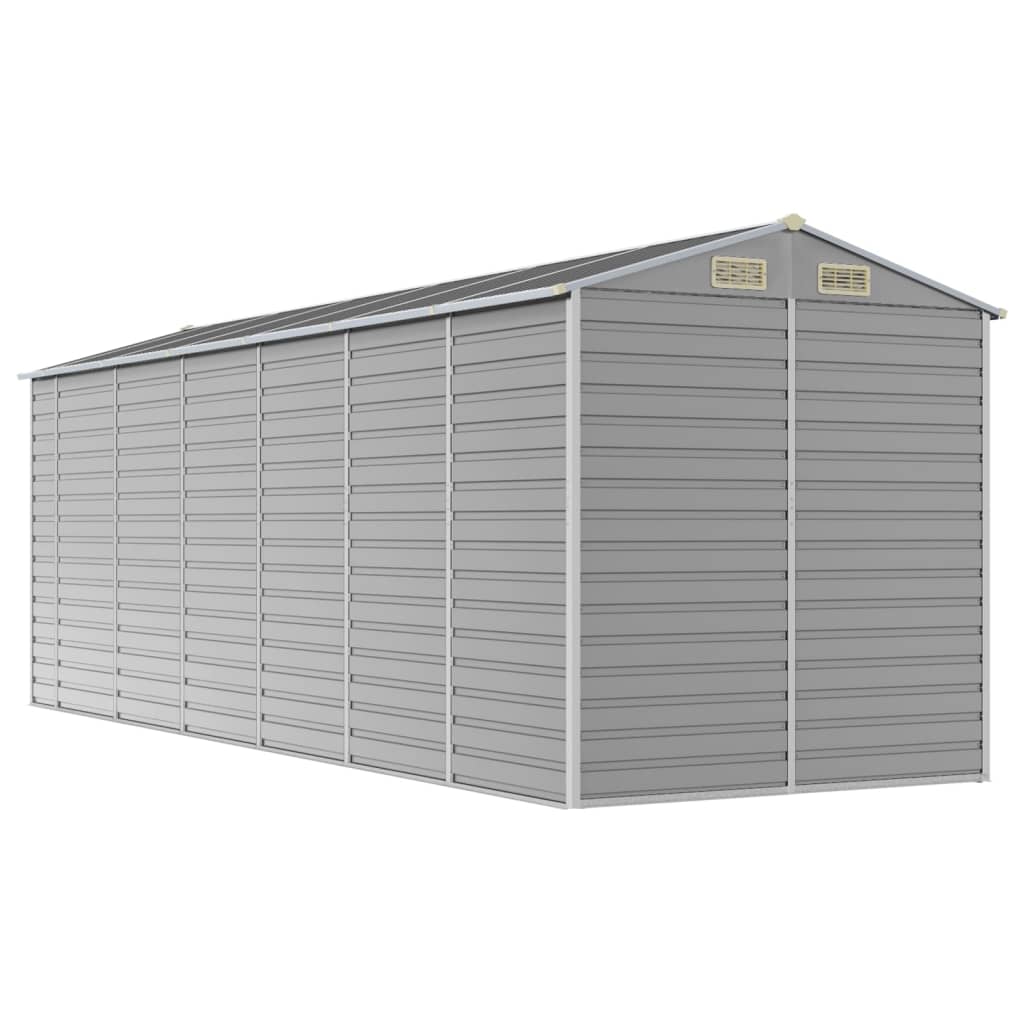 Casetta da giardino grigio chiaro 191x555x198 cm in acciaio zincato