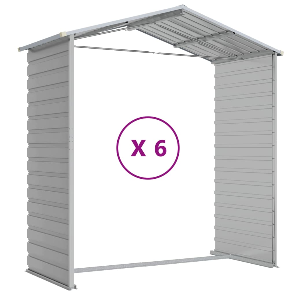 Casetta da giardino grigio chiaro 191x555x198 cm in acciaio zincato