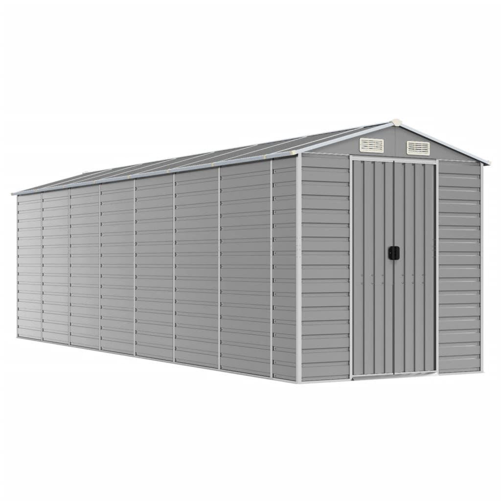 Casetta da giardino grigio chiaro 191x640x198 cm in acciaio zincato