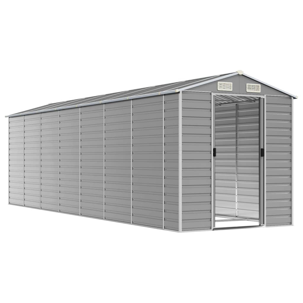 Casetta da giardino grigio chiaro 191x640x198 cm in acciaio zincato
