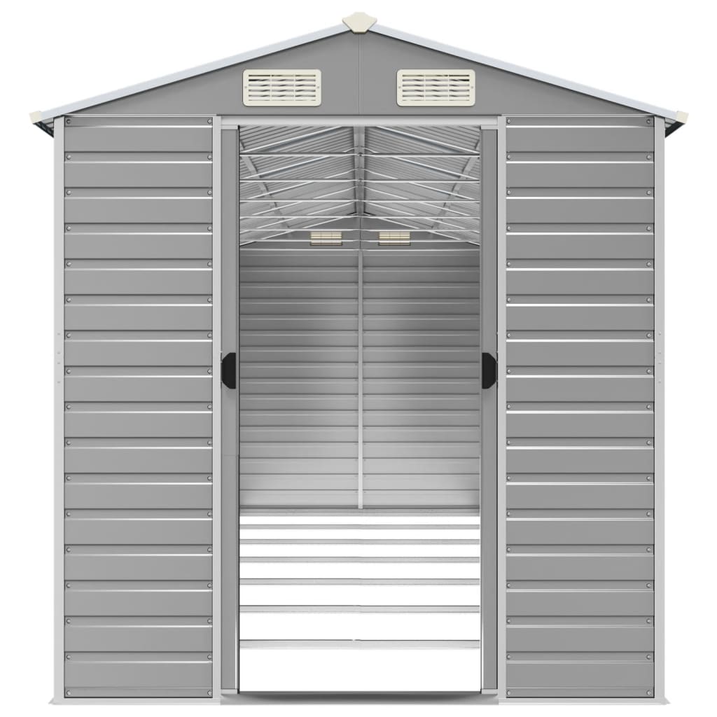 Casetta da giardino grigio chiaro 191x640x198 cm in acciaio zincato