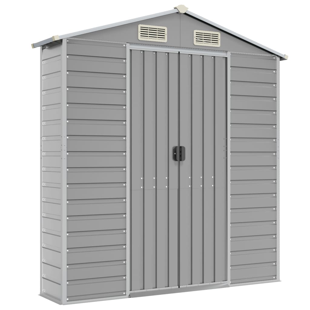 Casetta da giardino grigio chiaro 191x640x198 cm in acciaio zincato