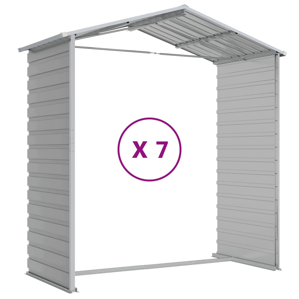 Casetta da giardino grigio chiaro 191x640x198 cm in acciaio zincato