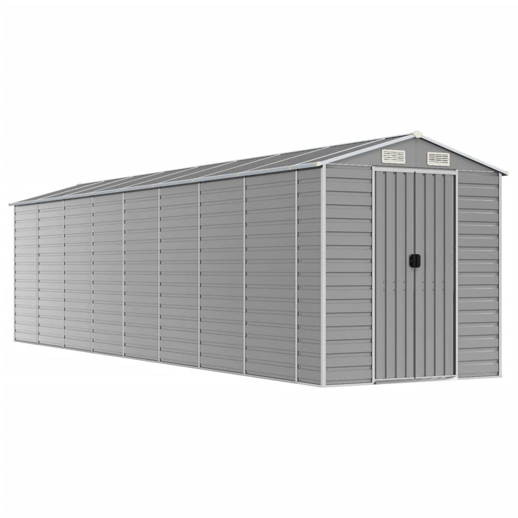 Casetta da giardino grigio chiaro 191x725x198 cm in acciaio zincato