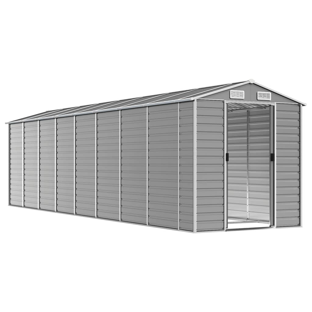 Casetta da giardino grigio chiaro 191x725x198 cm in acciaio zincato