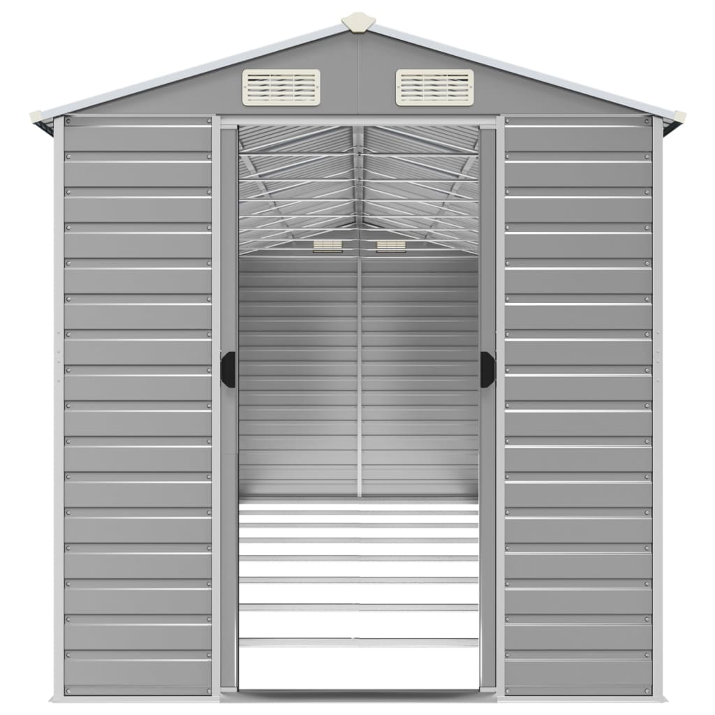 Casetta da giardino grigio chiaro 191x725x198 cm in acciaio zincato
