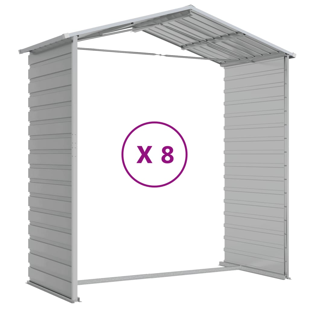 Casetta da giardino grigio chiaro 191x725x198 cm in acciaio zincato
