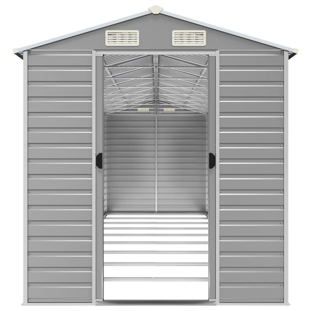 Casetta da giardino grigio chiaro 191x810x198 cm in acciaio zincato