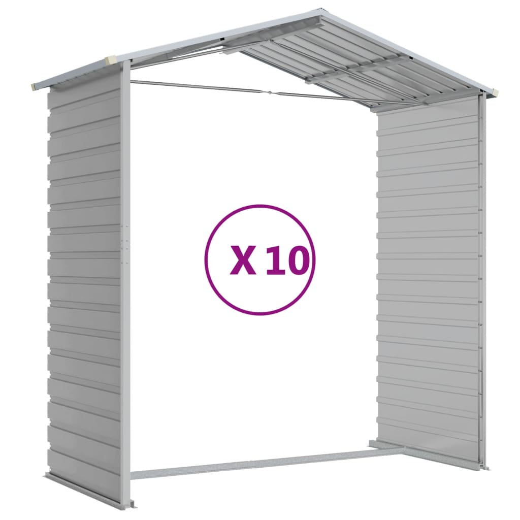 Casetta da giardino grigio chiaro 191x895x198 cm in acciaio zincato