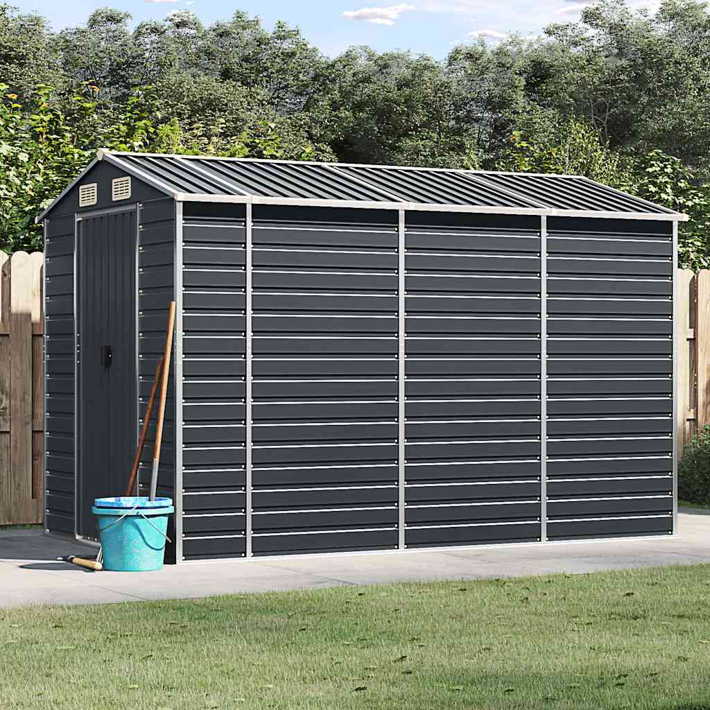 Capanno da Giardino Antracite 191x300x198 cm in Acciaio Zincato
