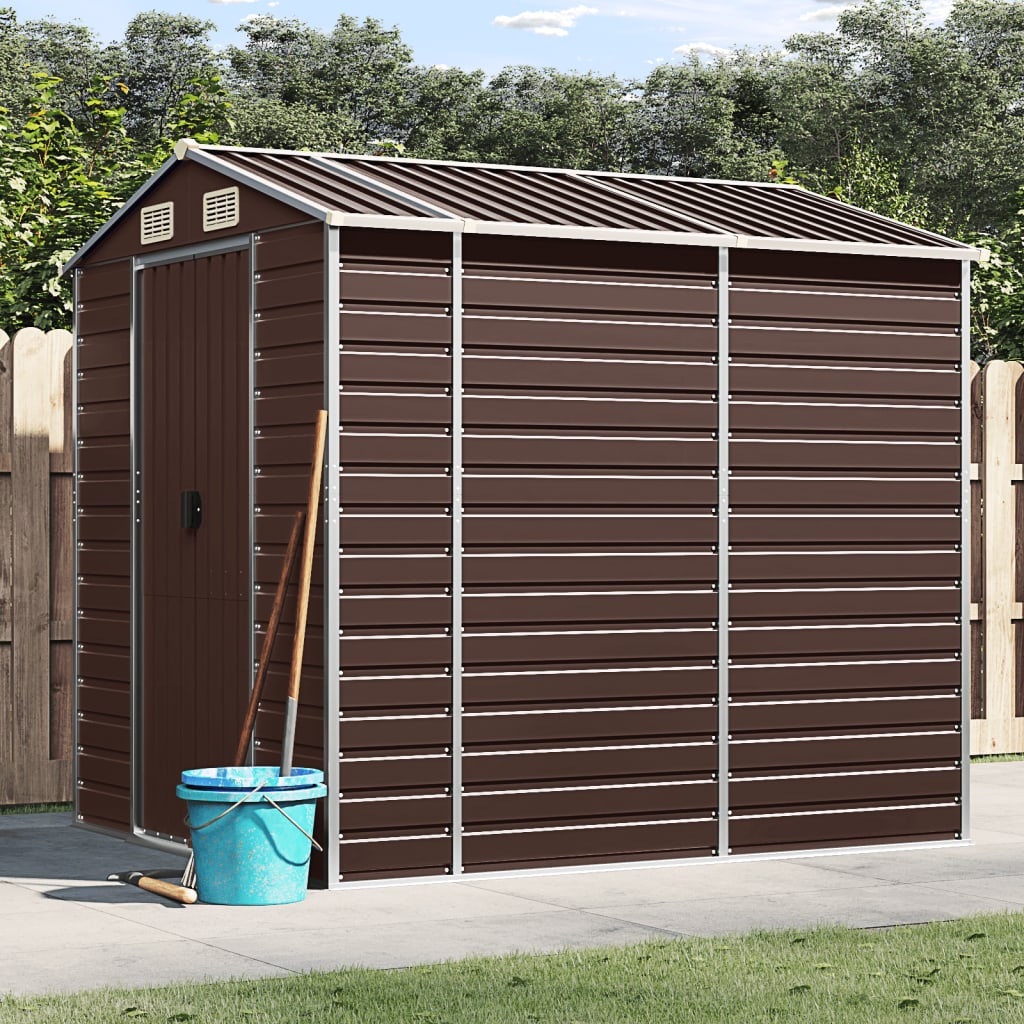 Casetta da giardino marrone 191x215x198 cm in acciaio zincato