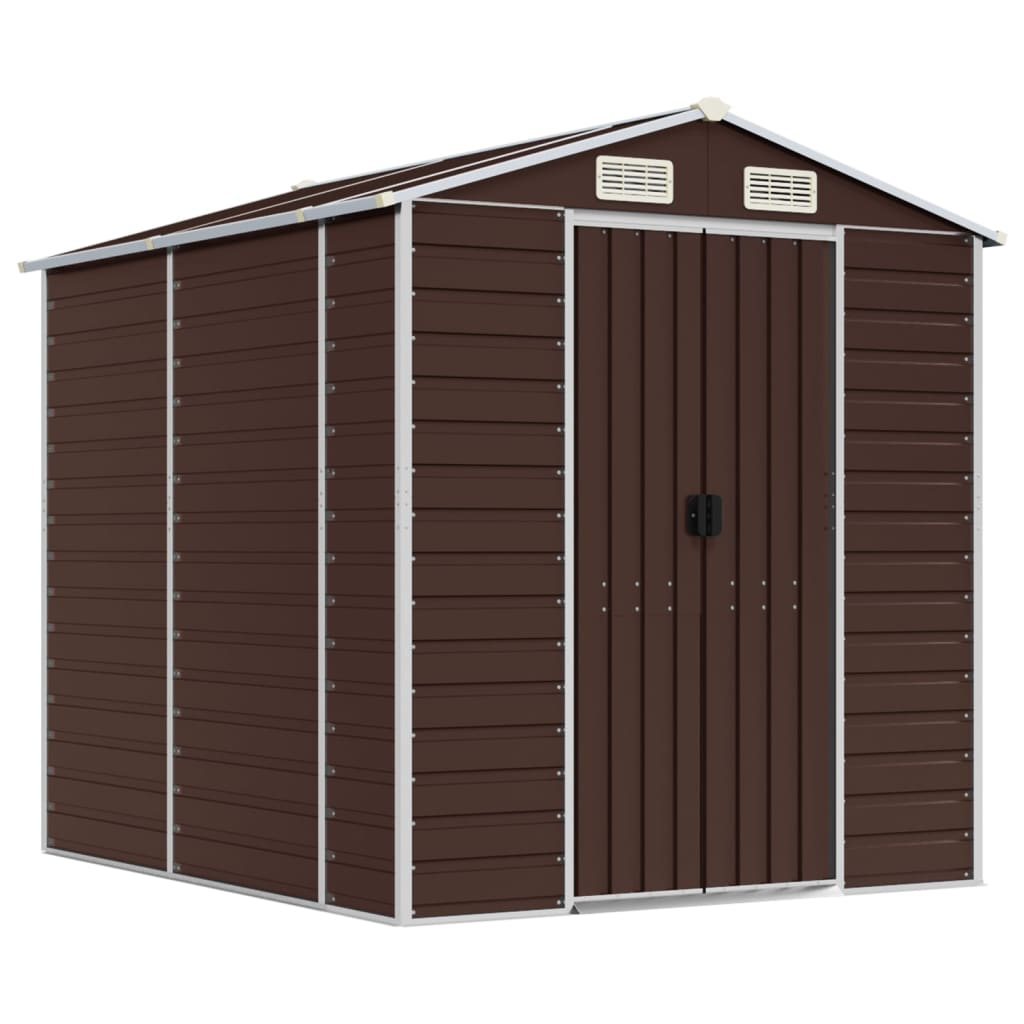 Casetta da giardino marrone 191x215x198 cm in acciaio zincato