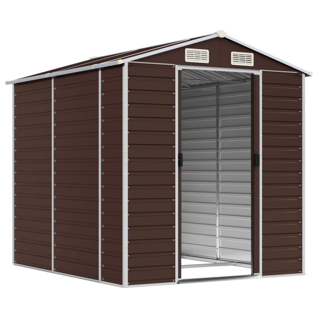 Casetta da giardino marrone 191x215x198 cm in acciaio zincato
